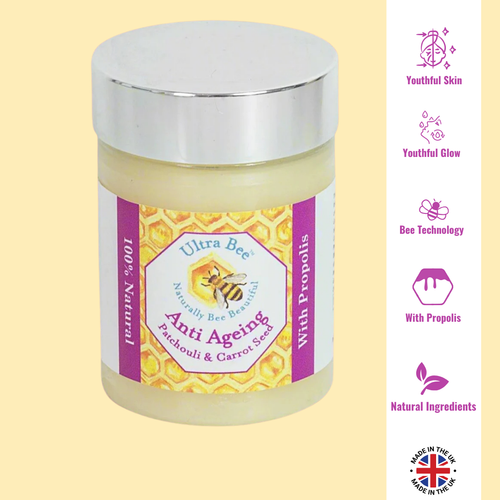 100% Natural Anti Ageing Moisturiser Honey, Patchouli, Carrot Seed 100ml (Morning)