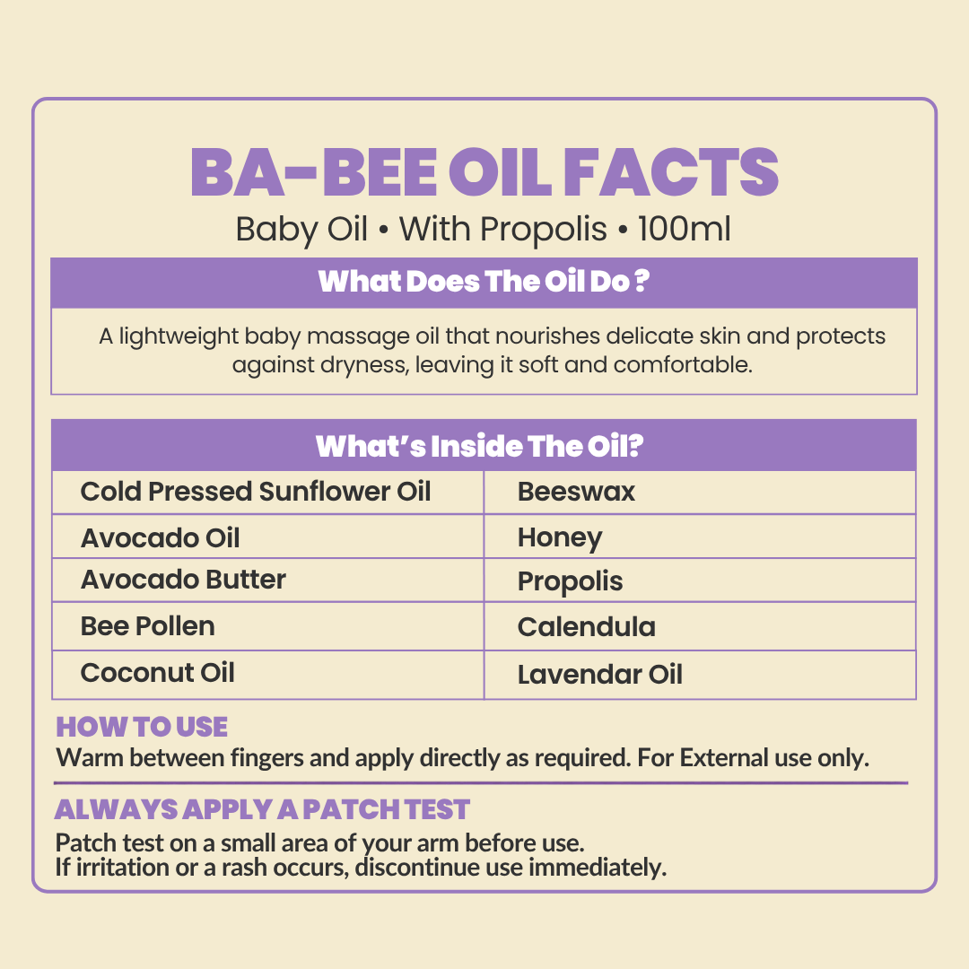 100% Natural Gentle BaBee Oil Honey Coconut, Calendula & Lavender 100ml