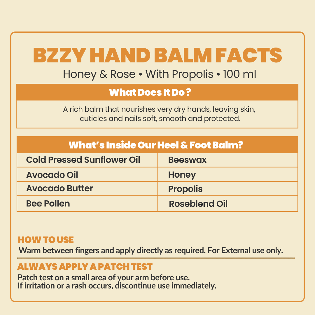 100% Natural Bzzy Hand Balm Honey & Rose 100ml