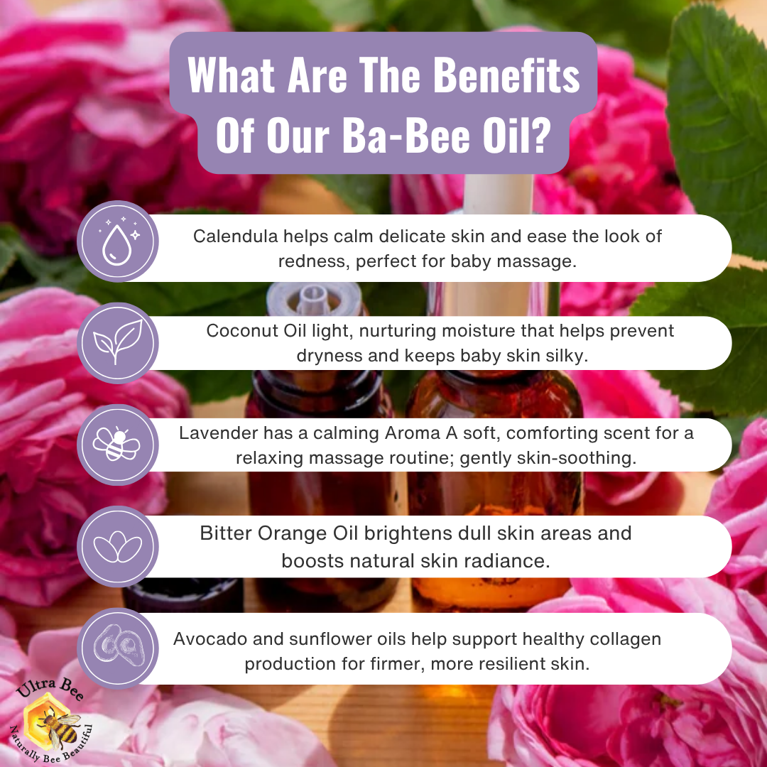 100% Natural Gentle BaBee Oil Honey Coconut, Calendula & Lavender 100ml