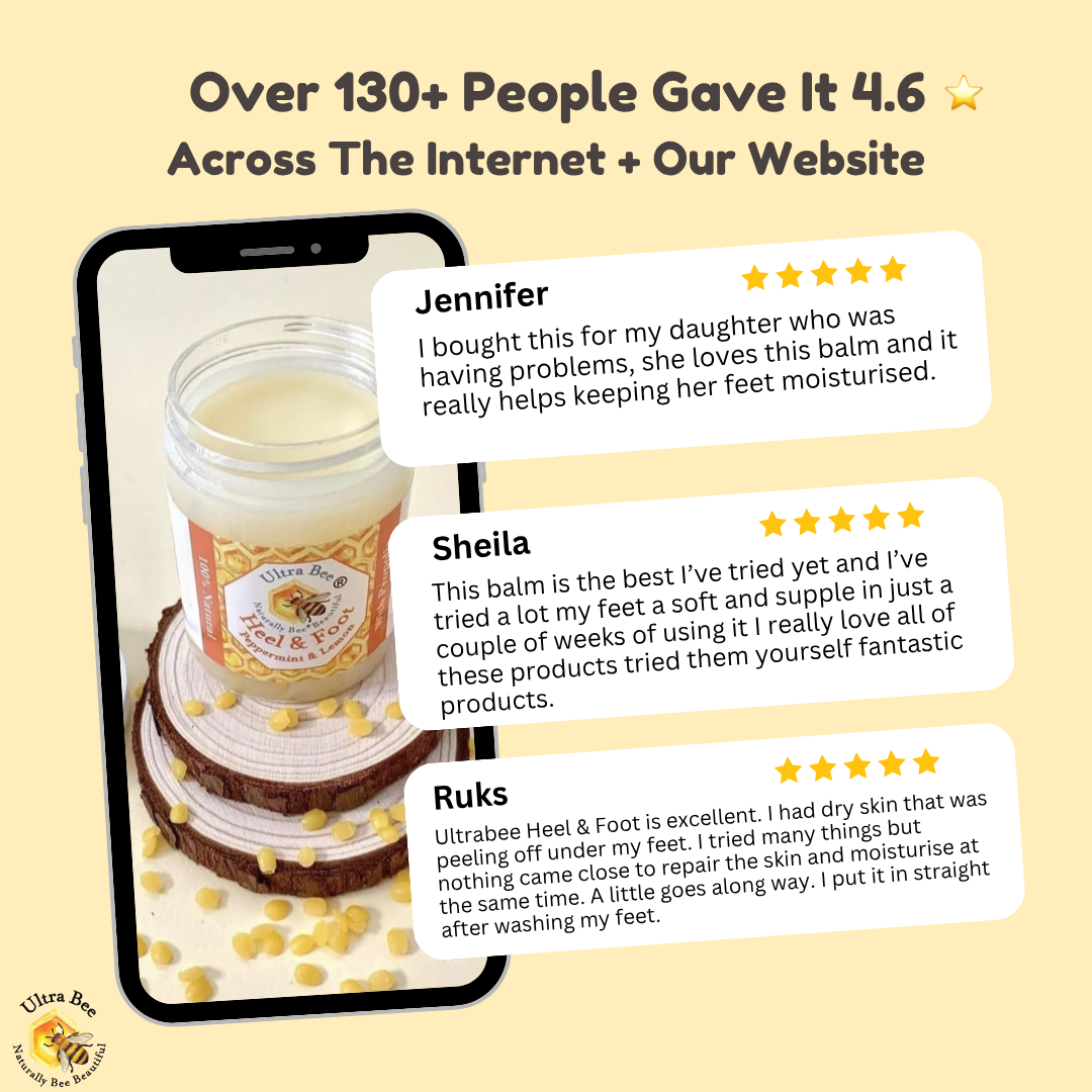 100% Natural Heel & Foot Balm Honey & Peppermint 100ml