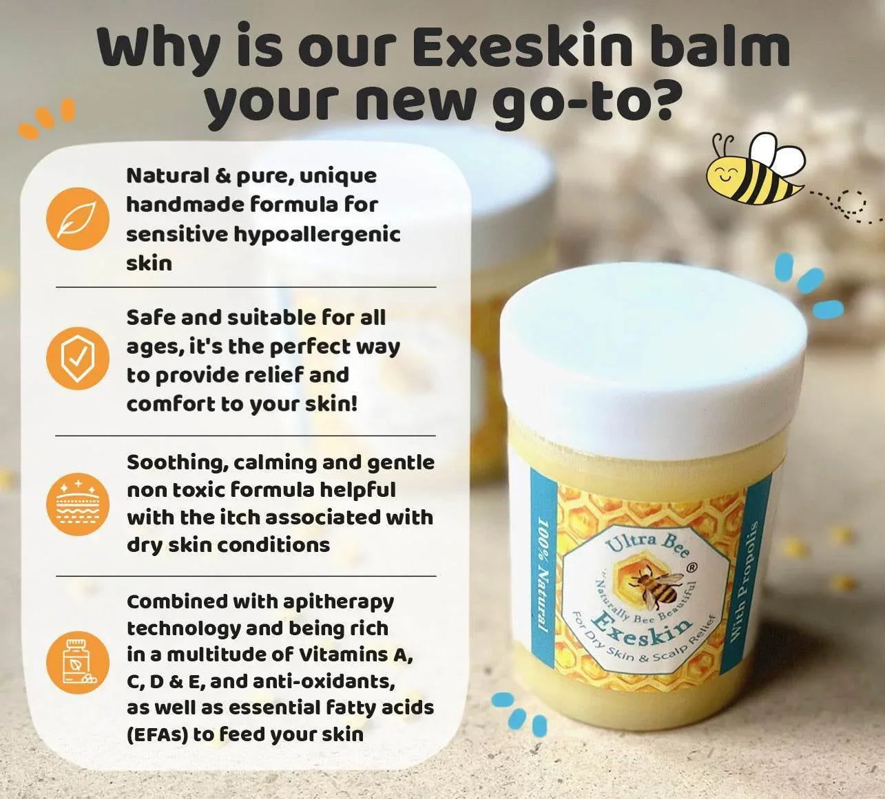 Exeskin Balm - Dry Skin & Scalp (TT) - Ultra Bee Health UK