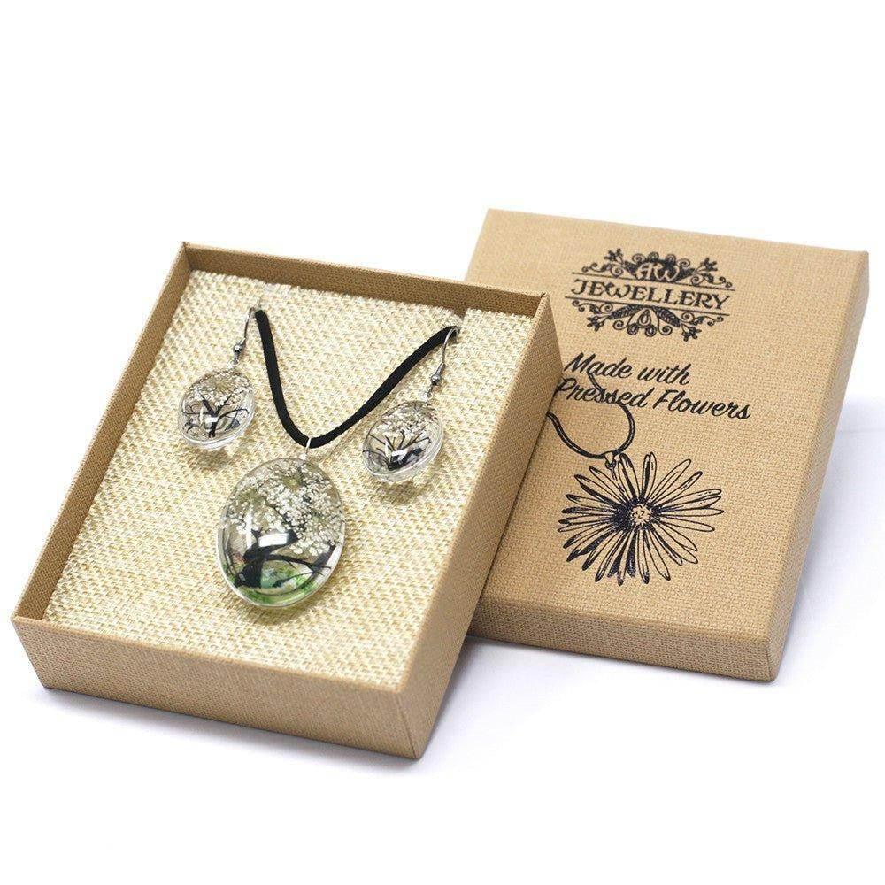 Pressed Real Flowers Jewelry- White - Ultra Bee Health UK