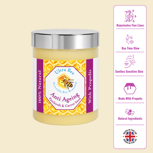 100% Natural Anti Ageing Moisturiser Honey, Patchouli, Carrot Seed 100ml (Morning)