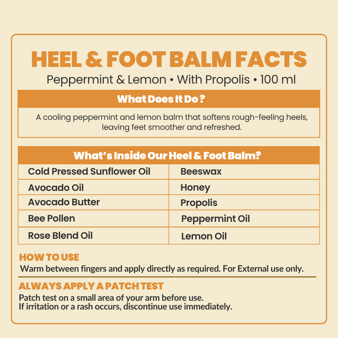 100% Natural Heel & Foot Balm Honey & Peppermint 100ml