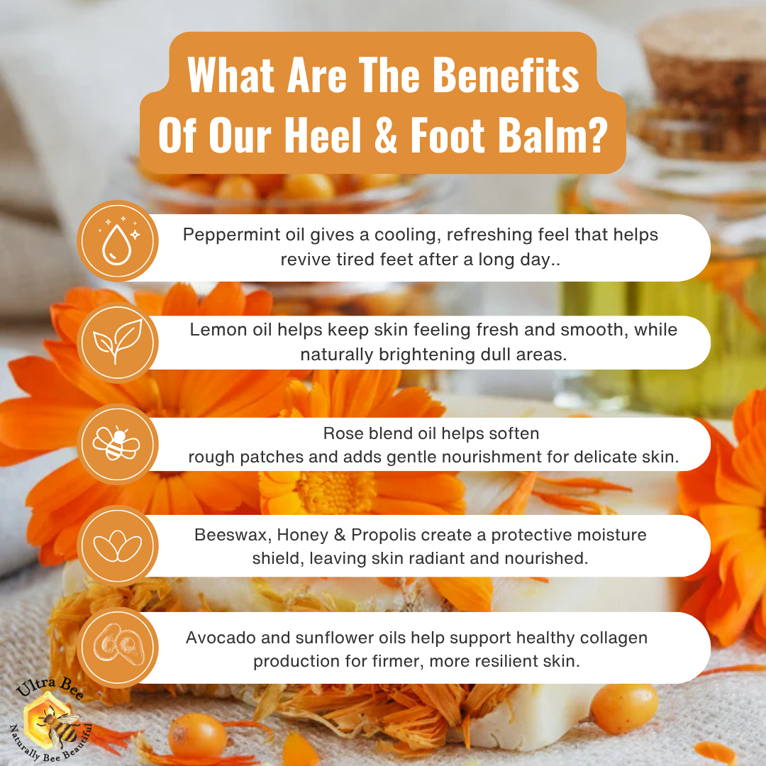 100% Natural Heel & Foot Balm Honey & Peppermint 100ml