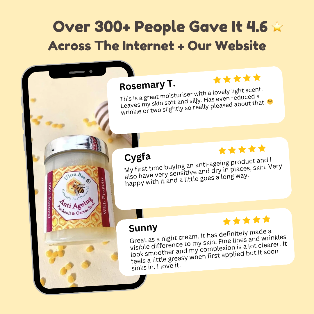 100% Natural Anti Ageing Moisturiser Honey, Patchouli, Carrot Seed 100ml (Morning)