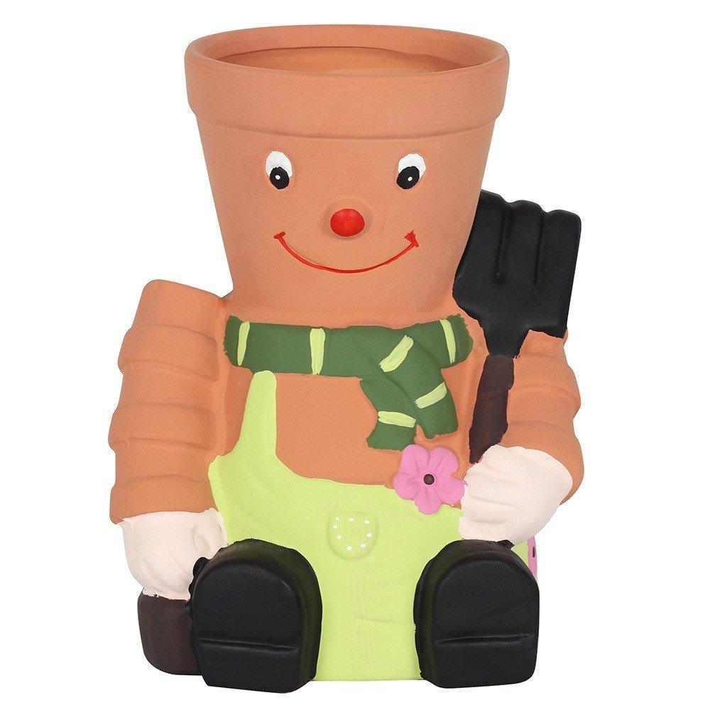 Extra Large Terracotta Pot Man Planter with Scarf - Ultrabee